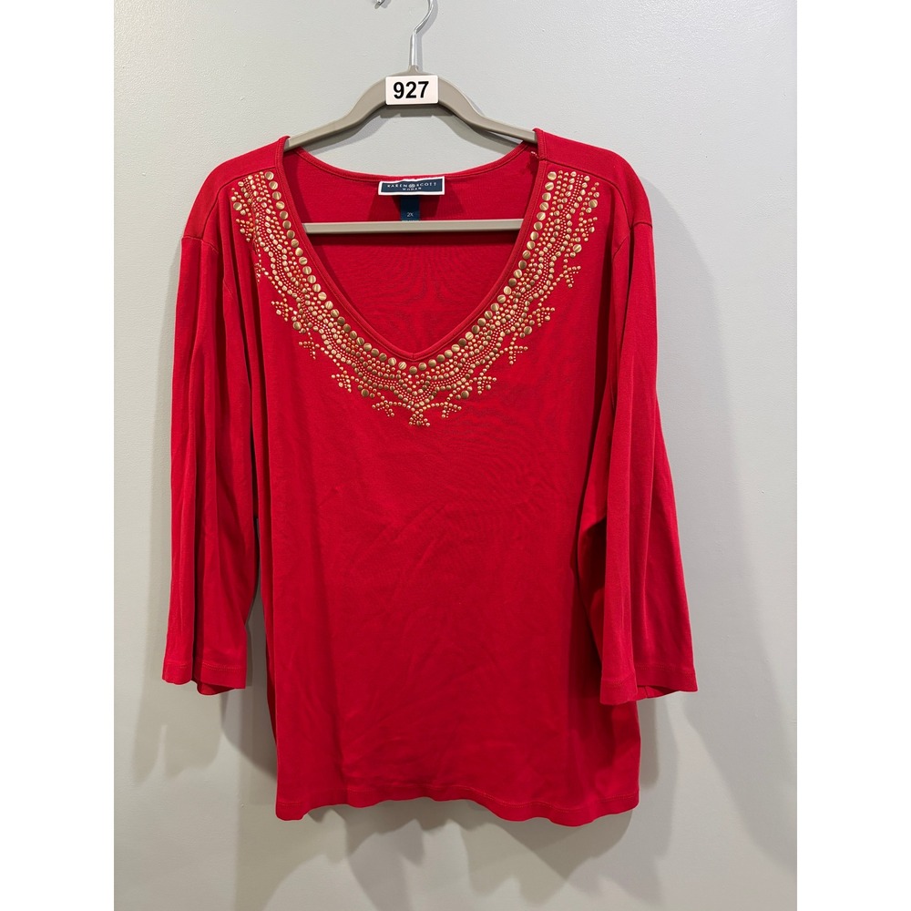 Karen Scott Woman red knit top Plus Size 2X